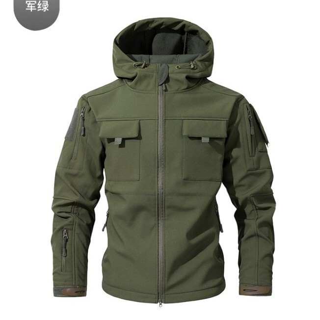 Cross-Border Men's Autumn and Winter Tad Sharkskin Soft Shell Jacket Camouflage Cold-Proof Clothing Sports Outdoor Tactical Fleece Jacket