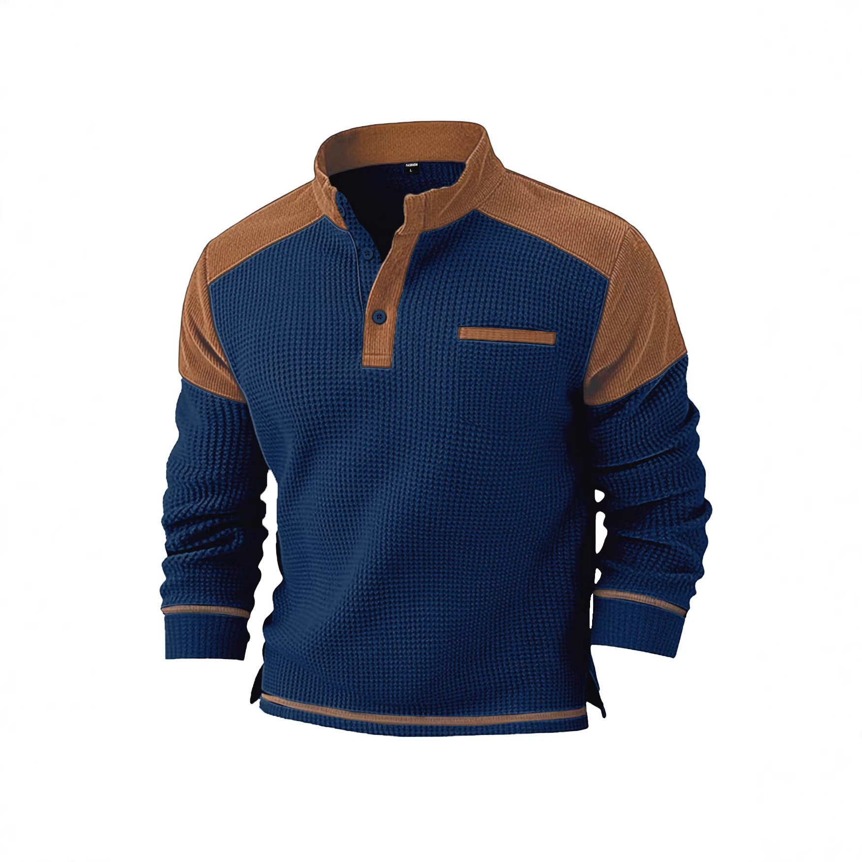Neuer Herren-Waffelpullover mit Stehkragen und langen Ärmeln für den Winter 2026 – lässig und bequem_voghion.com