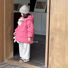 女童韩版羽绒服冬装新款儿童加厚连帽防风面包服设计感羽绒外套潮