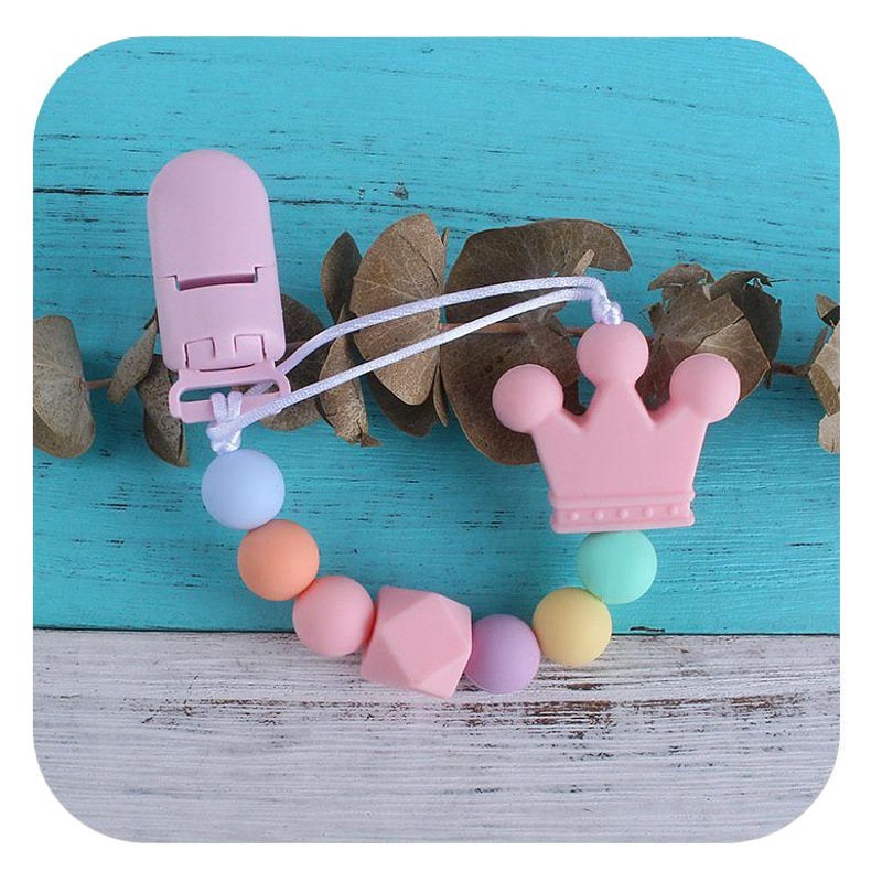 Bebé unicornio mordedor juguete dientes molienda palo corona de silicona chupete cadena anti-gota cadena mordedor traje