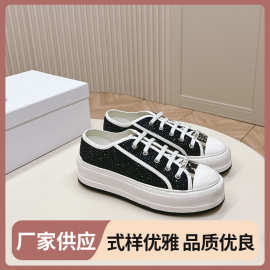 新款低帮单鞋时尚刺绣厚底帆布鞋 女经典百搭休闲鞋板鞋厂家批发