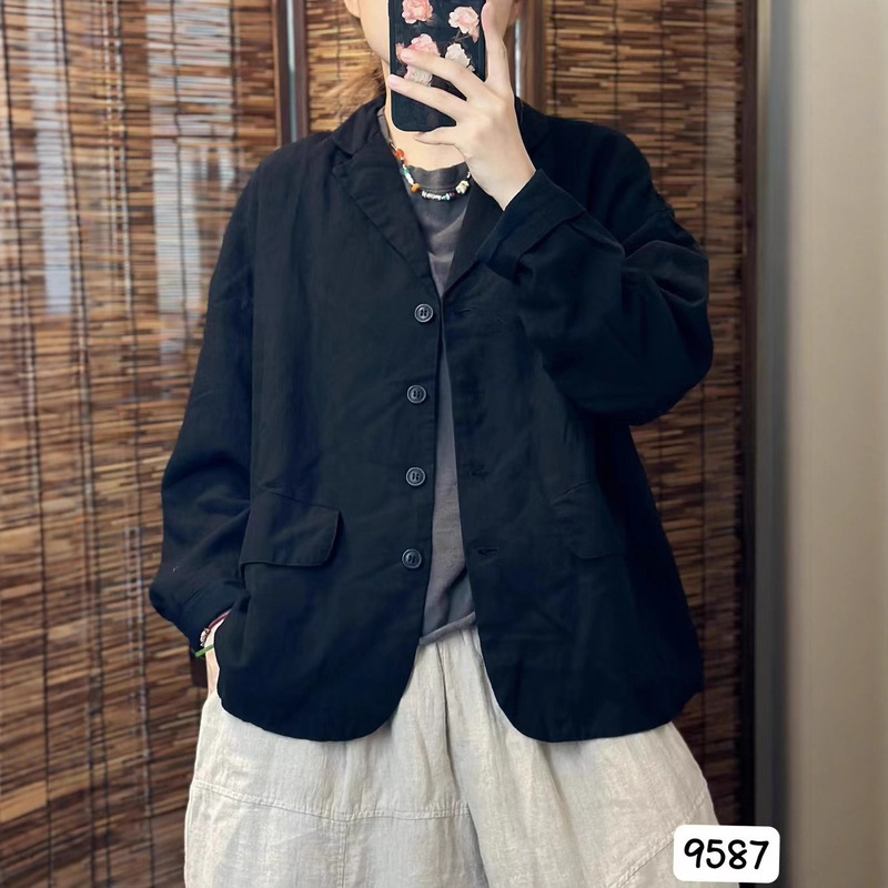 秋季新款西服外套 文艺风气质通勤加里衬休闲开衫上衣女9587|undefined
