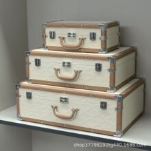 轻奢复古手提箱收纳箱样板间衣帽间衣橱桌面收纳盒软装装饰摆件