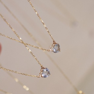 18K Gold Aquamarine Set Chain Natural Heart-Shaped Aquamarine Upper Body Fresh Elegant Elegant Gemstone 35 Points
