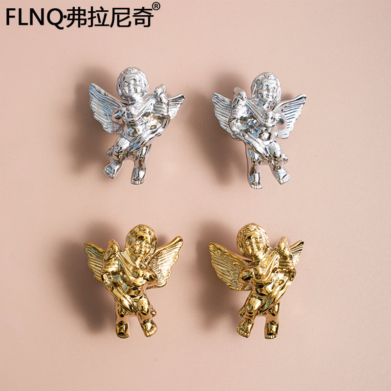 French vintage European style small angel handle creative decorative wardrobe cabinet titanium gold single hole small handle