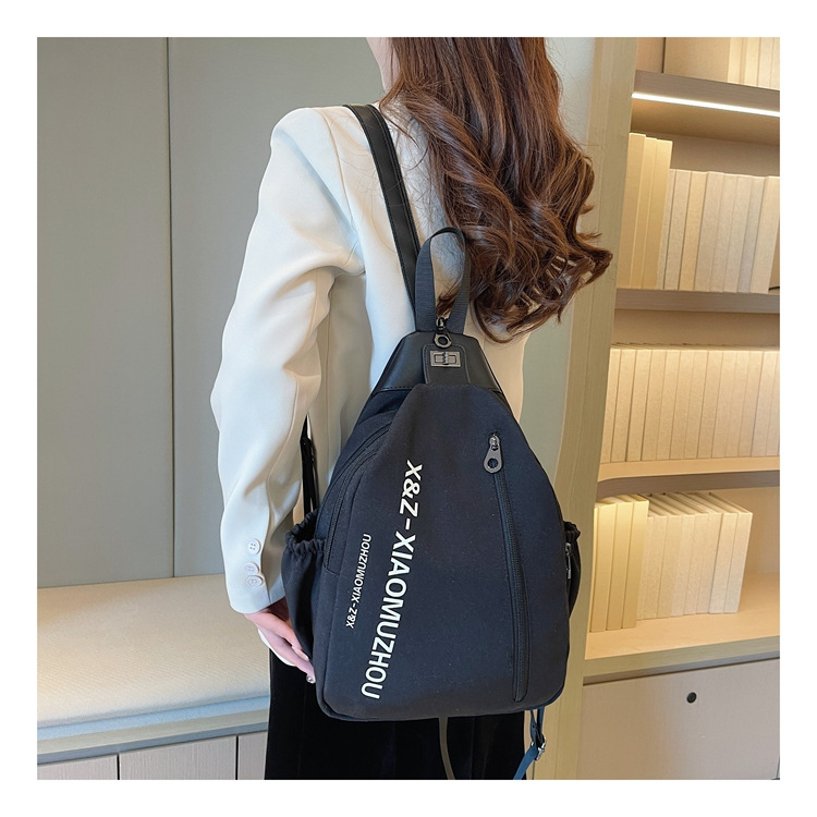 Cross-border women's multi-functional backpack, canvas chest bag, single-shoulder crossbody bag, multi-layered casual large-capacity bag undefined