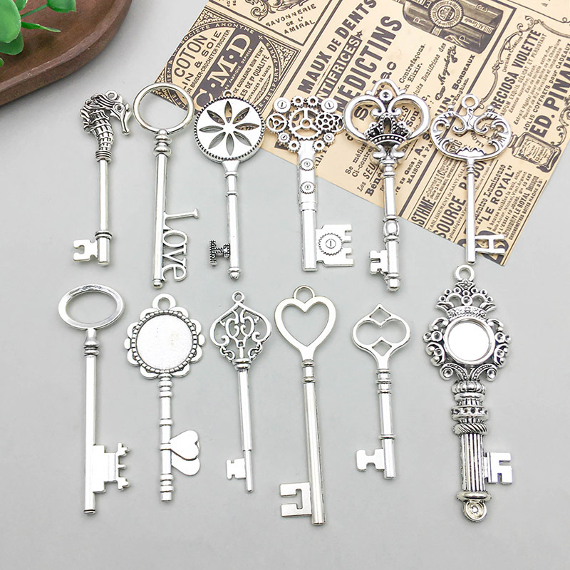 1 new style ancient silver alloy simulation multi-shape key pendant pendant diy homemade jewelry accessories
