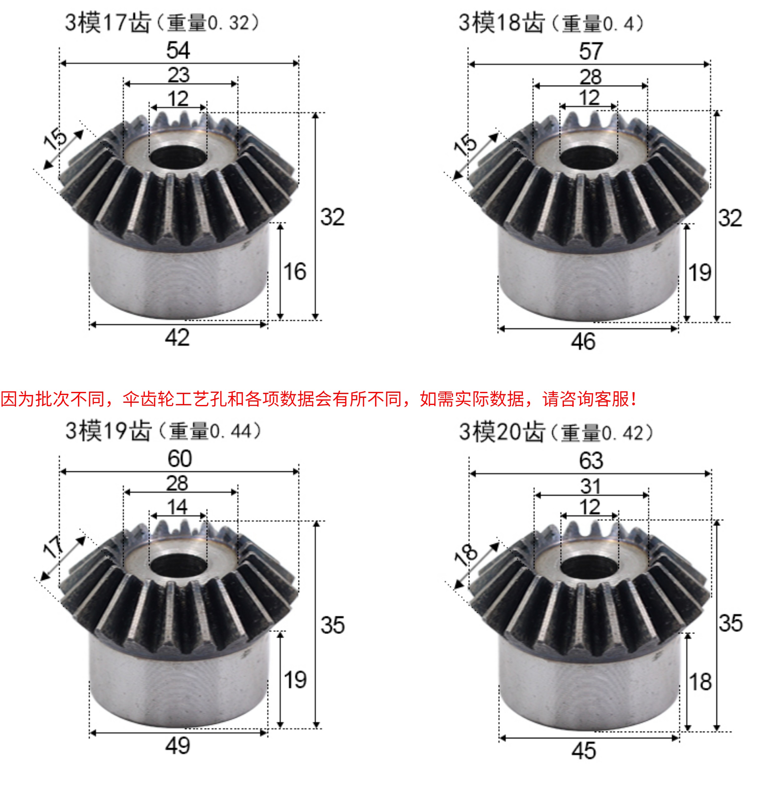 Metal bevel gear, 45# steel, hardened, 90-degree transmission, 15 to 40 teeth, conical gear, straight-tooth bevel gear 1:1