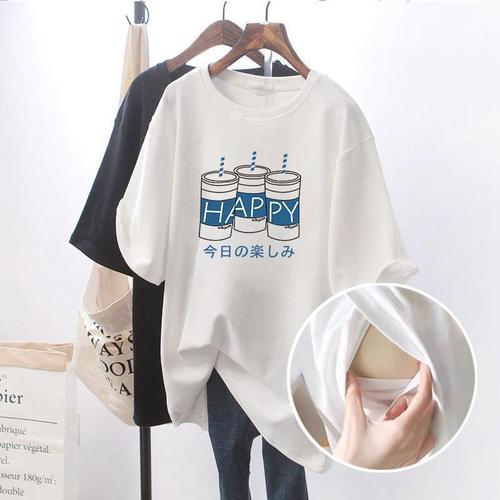 Maternity T-shirt nursing summer top outdoor t-shirt summer hot mom women's plus size breastfeeding postpartum wear