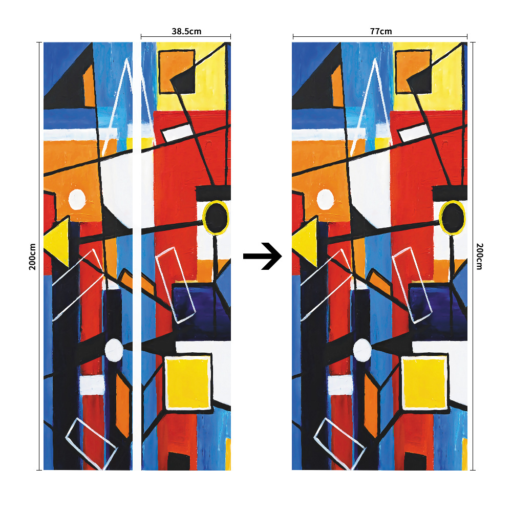 Pegatinas para puertas 3D respetuosas con el medio ambiente, autoadhesivos, fabricantes de origen al por mayor, patrones populares transfronterizos de alta definición, adhesivos para puertas impermeables, a prueba de aceite y antiincrustantes