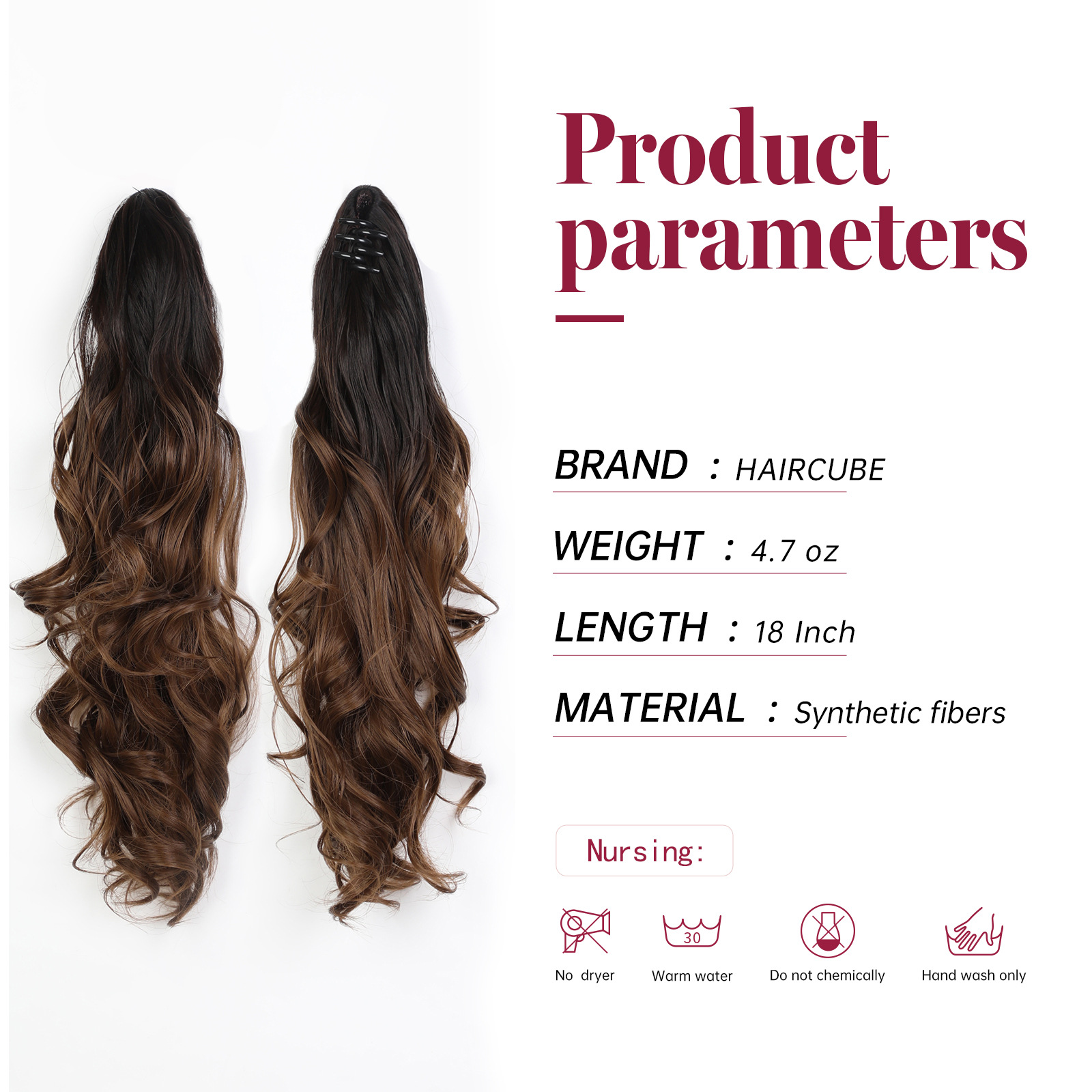 Vigoroso alta Cola de Caballo peluca femenina pelo artificial agarre tipo Clip reducción de la edad natural pelo rizado puede atar mullida Cola de Caballo falsa