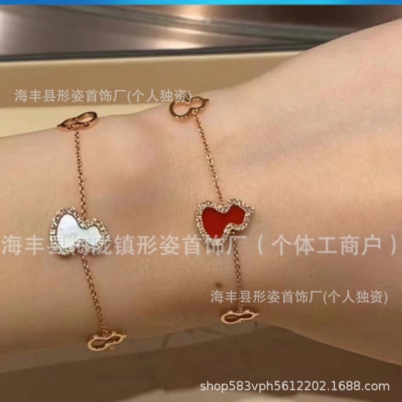 Kirin High Version Red Agate Gourd Bracelet for Women Rose Gold Accessible Luxury Niche Emerald Green Good Luck Jewelry Gift