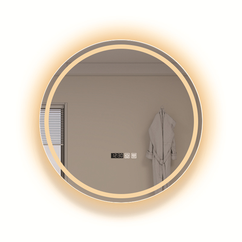 Espejo de baño de inducción redondo nórdico de niebla, espejo de baño LED, pantalla táctil luminosa, espejo inteligente, espejo maquillaje