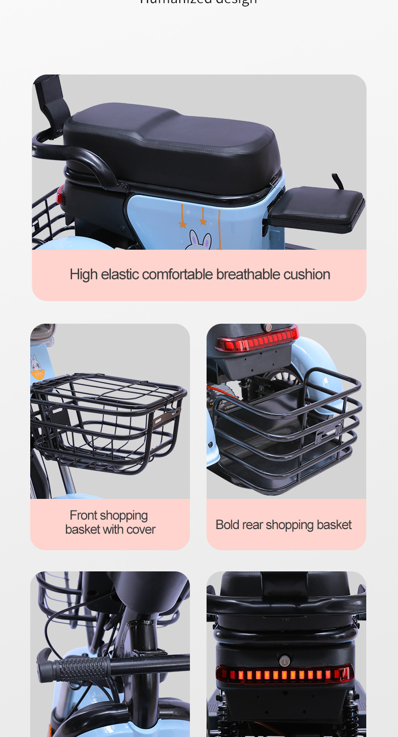 Heavy Load 600 kg Customizable Color Household Electric Tricycle
