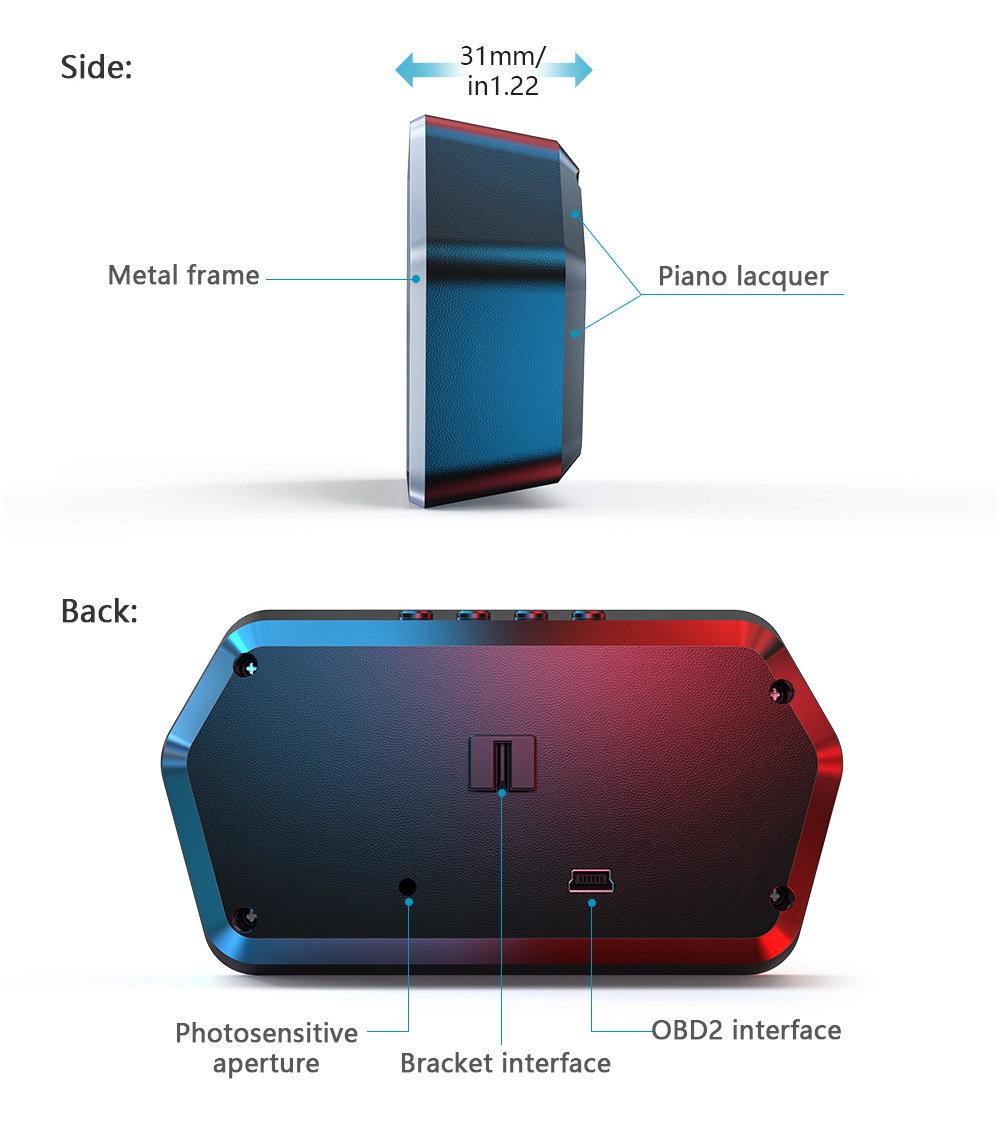 Cross-border HUD Head-Up Display OBD+GPS Car LCD Speedometer RPM Fuel Consumption Water Temperature Multi-Function Dashboard