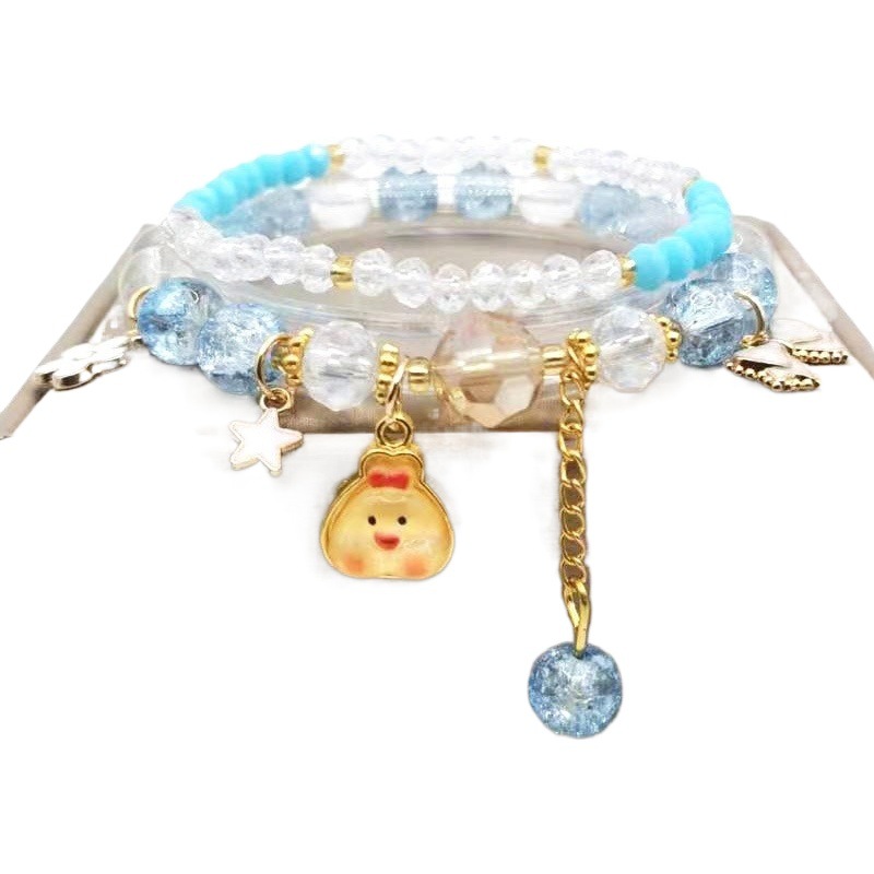 De estilo coreano de cristal-como pulsera de La Pequeña Niña estudiante amor estrella lindo Dudu pollo colgante pulsera