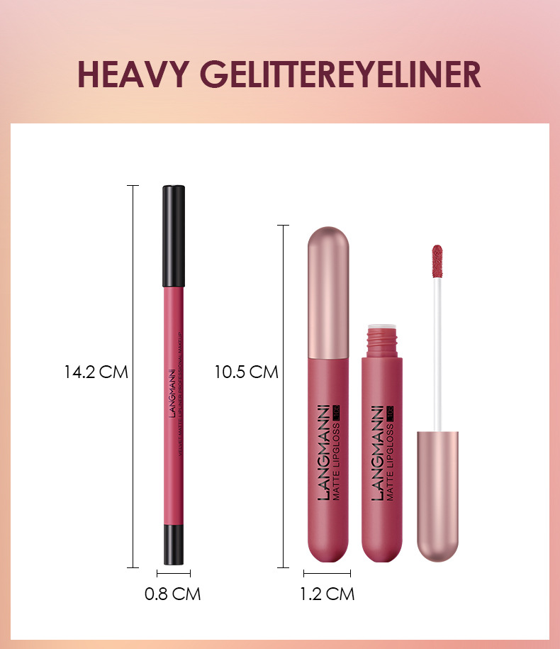 Langmanni 6+6 Matte Lip Gloss and Lip Liner Pen Set of 12 pieces Matte Lip Gloss Gift Box Set undefined