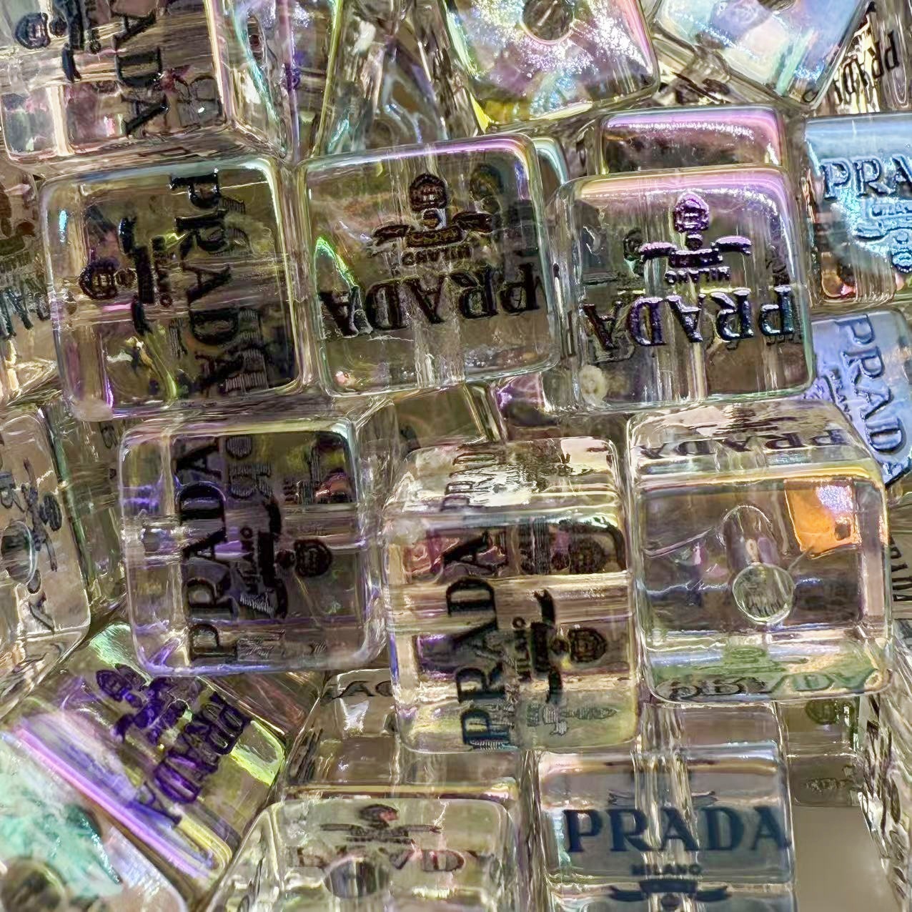 16mm acrílico transparente impresión de cuentas cuadradas de gran nombre agujero recto diy con cuentas cadena de teléfono móvil accesorios de llavero cuentas sueltas image 13