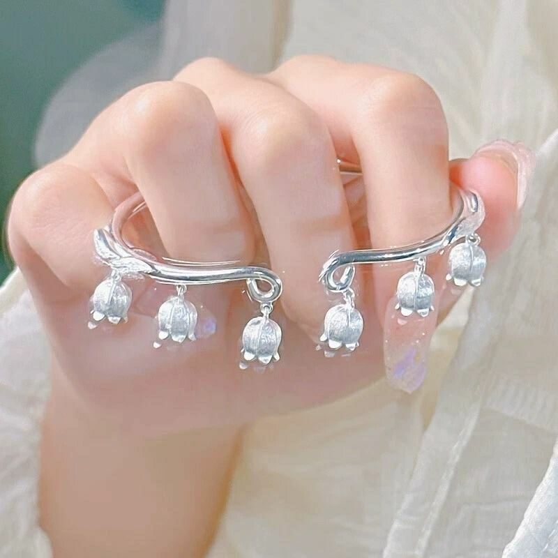 Nuevo estilo antiguo chino campana orquídea brazalete abierto versátil nicho diseño de regalo de cumpleaños de la tendencia nacional para la novia ~