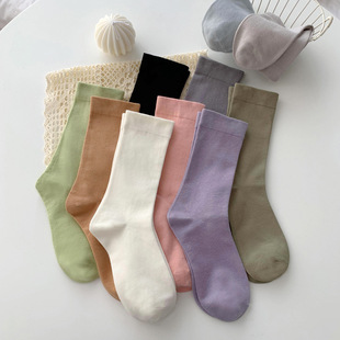 White socks women's mid-calf ins fashionable Korean style soft and comfortable confinement socks combed cotton socks all-match loose socks