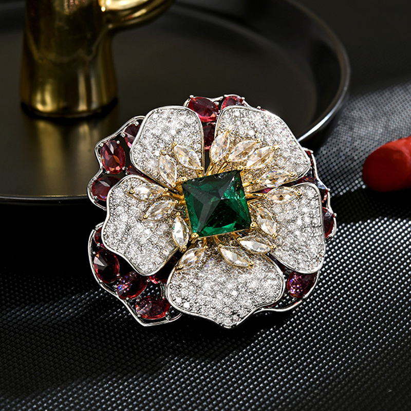 Retro Blooming Double-Layer Elegant Flower Brooch Accessible Luxury Heavy Industry Ladies Autumn and Winter Coat Dress Corsage Exquisite Accessories