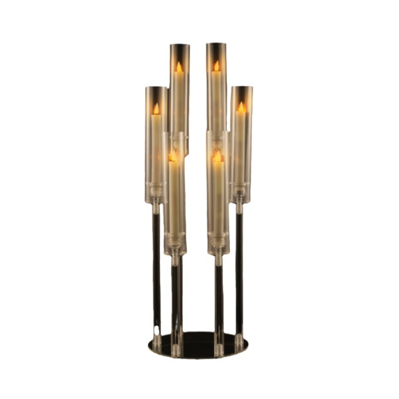 Comercio electrónico transfronterizo para el nuevo acrílico de 5 cabezas candelabros boda hotel restaurante occidental fiesta de cumpleaños candelabros en el hogar
