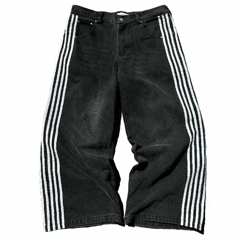 Cross-border American Retro Harajuku Distinctive Street Jeans Striped Design Sense Straight Leg Wide Leg Pants Loose Casual Pants Cross-border American Retro Harajuku Distinctive Street Jeans Striped Design Sense Straight Leg Wide Leg Pants Loose Casual Pants