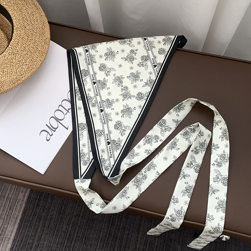 Toalla triangular con cintura, bufanda de seda con flor de anacardo retro, sensación de alta gama, cortina de pedo apilada multifuncional de verano, diadema de todo fósforo