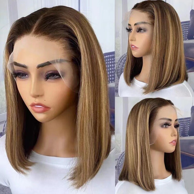 12A Vietnam Bone Straight Bob Human Hair Wigs 前蕾丝假发套|undefined