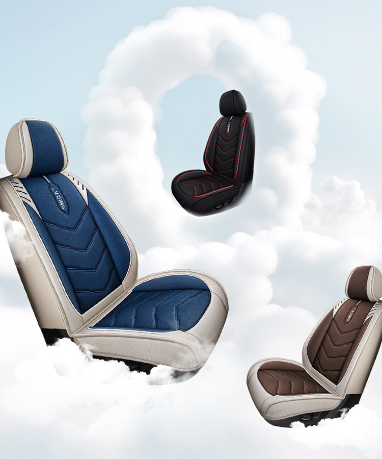 Four-Season Universal Fabric Seat Cover, Car Seat Cover, All-Inclusive Seat Cushion, New Five-Seater Fully Enclosed Linen Car Seat Cushion
