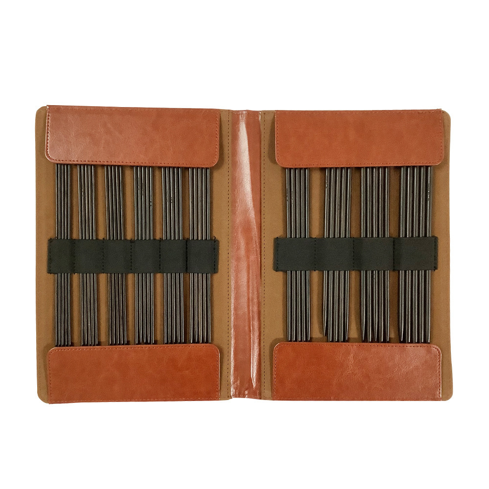 Herramientas de tejido aguja de lana aguja de palo de doble punta aguja de sándalo negro aguja de suéter un conjunto de 10 paquetes de 2.75-6.0mm PU