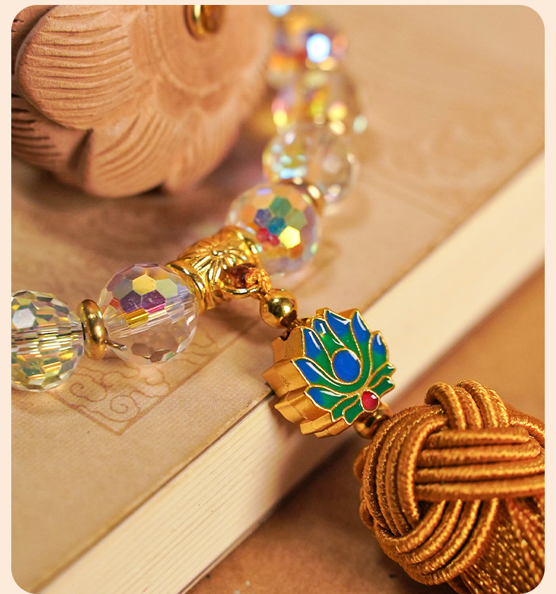 Car Pendant Small Buddha Peach Wood Lotus Car Rearview Mirror Pendant Car Interior Hanging Decoration High-End New Model