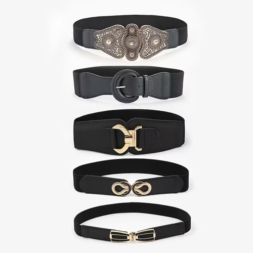 European and American court literature and art retro carved buckle pin buckle fashion ladies elastic elastic woven wide girdle belt for women