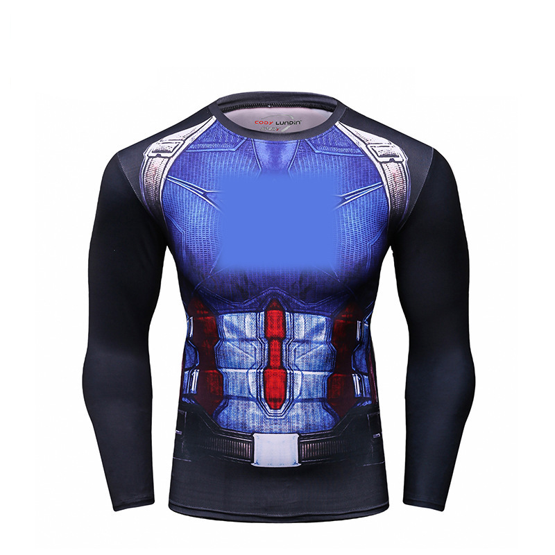 代夜跑步男运动紧身衣长袖 弹力健身训练服长袖 A048