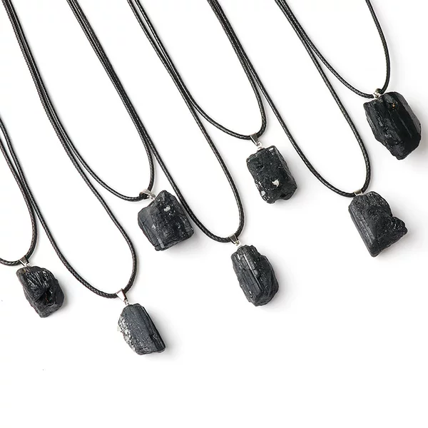 Natural black tourmaline original stone pendant irregular pendant with shape tourmaline ore specimen necklace cross-border manufacturers