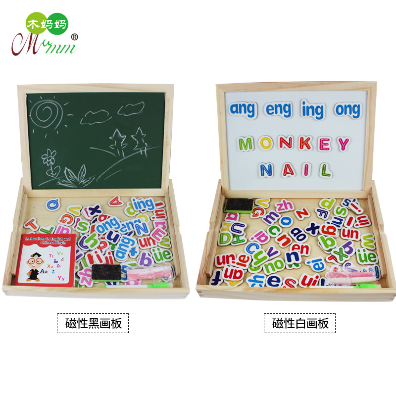 Venta directa de fábrica de juguetes educativos para niños Magnetic Pinpinle Baby Educación temprana Iluminación Tablero de dibujo magnético de madera para niños pequeños