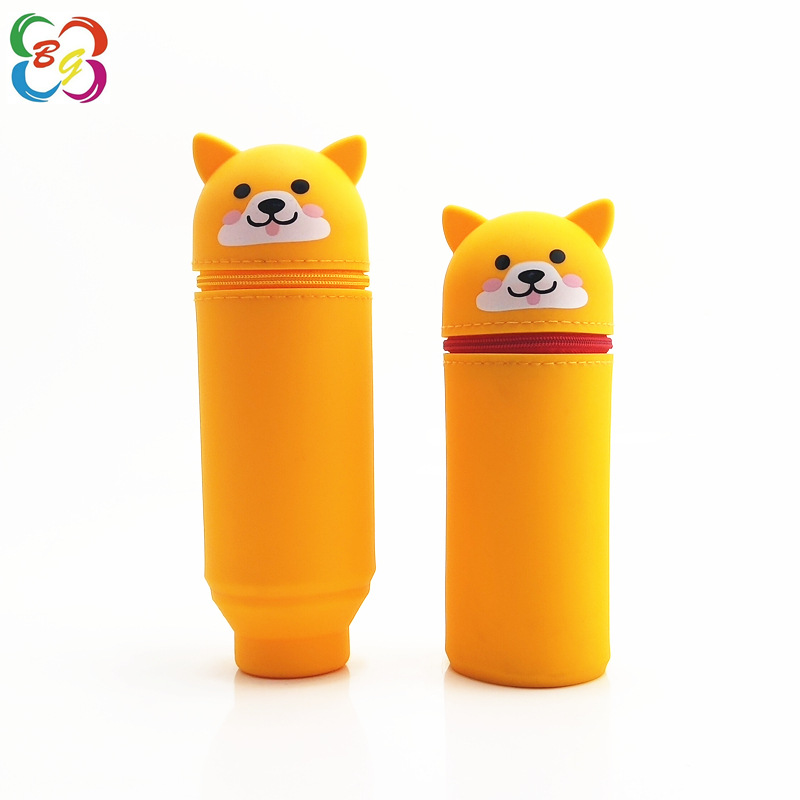 cilindro de silicona bolígrafo bolígrafo cilíndrico portátil estudiante de gran capacidad cartón telescópico flip bolsa de papelería caja de almacenamiento