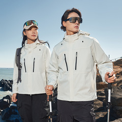 冲锋衣男女同款春秋户外露营登山服防风防泼水猎风外套夹克印logo