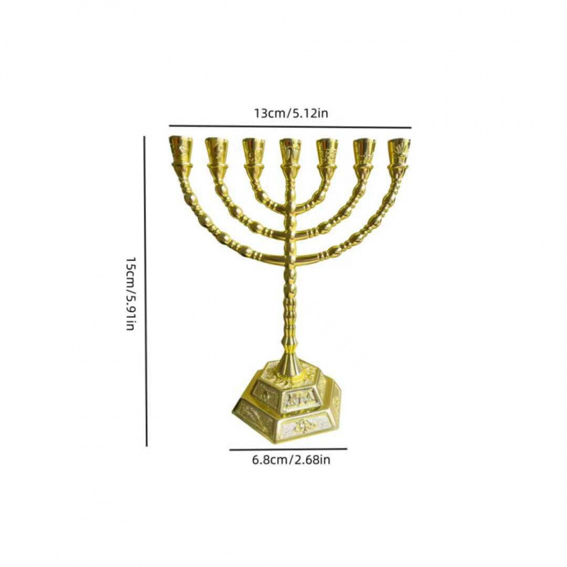 Landelaria de oro judía israelí candelabros de metal artesanía iglesia decoración de candelabros siete cabezas