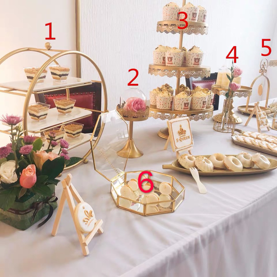 Postre de oro Decoración de mesa soporte de exhibición traje creativo europeo pastel merienda stand buffet comida fría té mesa de descanso image 30