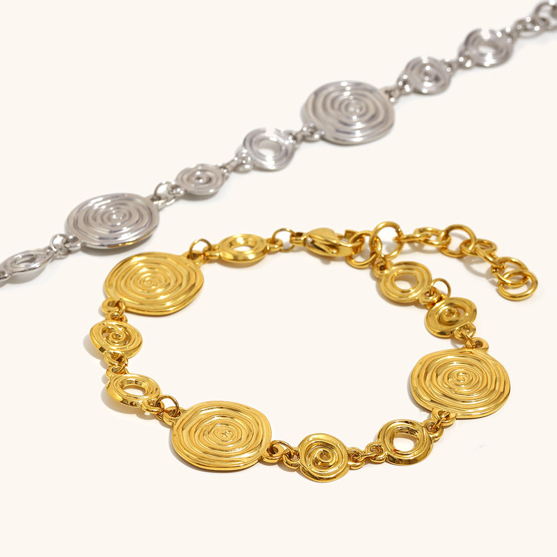 European and American Cross-Border Fashion Elegant Niche High-End Jewelry Stainless Steel Plated 18K Conch Fossil Bracelet Women's Accessible Luxury