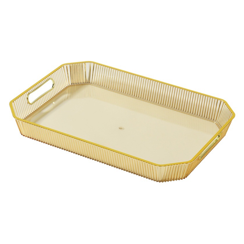 Luz de lujo rectangular borde dorado taza de agua bandeja de té taza de té del hogar sala de estar bandeja de fruta taza juego de té bandeja de almacenamiento