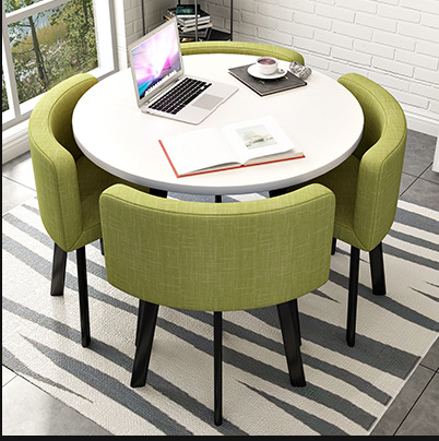 Simple Recepción y negociación pequeña mesa redonda mesa de recepción negociación reunión mesa de invitados y silla traje Oficina área de descanso mesa y silla combinación