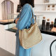 Foreign Trade Large Capacity Handheld Straw Woven Bag Women's 2024 New Tote Personality Contrast Color Summer Handbag Single Shoulder Woven