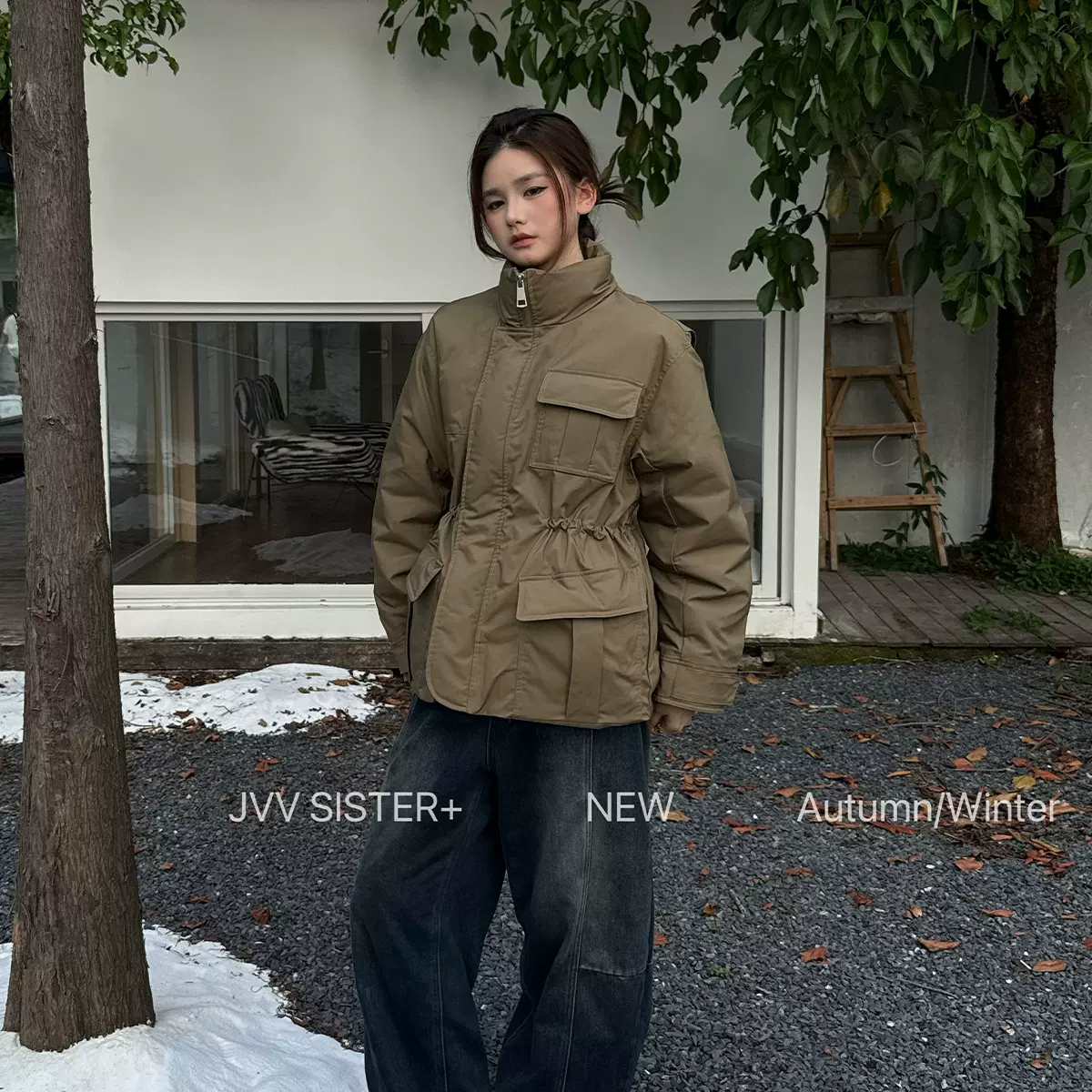 JVV十三行2025冬季新款长袖加厚保暖夹克白鸭羽绒服风衣外套66126