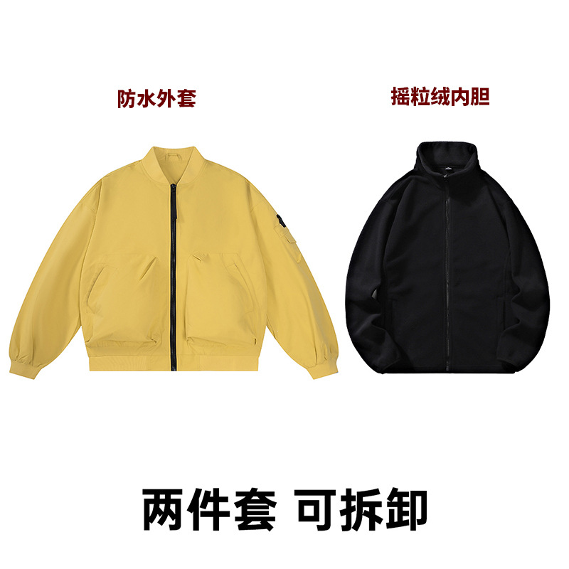 Chaqueta de invierno de hombre ligera de lujo de alto nivel de sensación de terciopelo herramienta chaqueta de béisbol transfronteriza chaqueta de piloto de terciopelo personalizada image 15