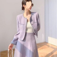 軽豪華レトロ高級感軽熟小香風女装セット2024新春秋フランス気質名媛2点セット