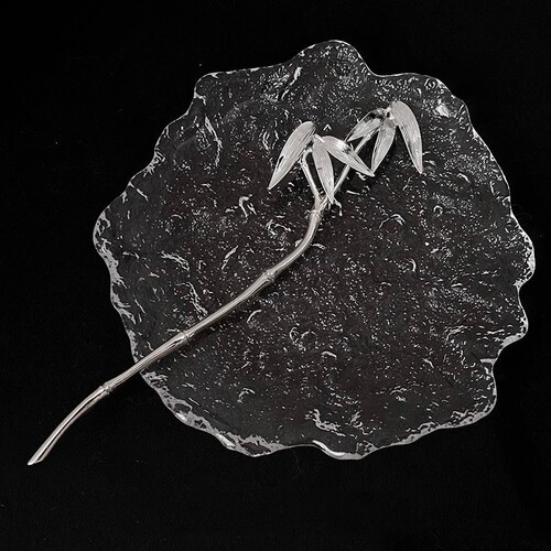 New Chinese-style ancient bamboo leaf metal hairpin, simple modern daily updo hairpin, niche high-end sense, trendy hair clip