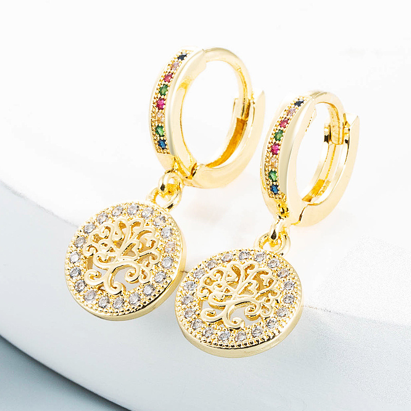 Japanese And Korean Style Hollow Angel Bee Dreamcatcher Earrings Eardrops Copper-plated Gold Inlaid Zircon Simple And Elegant Earrings display picture 5