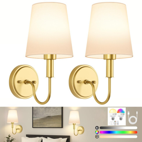 Luz de pared sin cableado transfronteriza americana dormitorio cabecera de cama luz de atmósfera decoración de sala de estar cubierta de lienzo recargable lámpara de pared atenuable